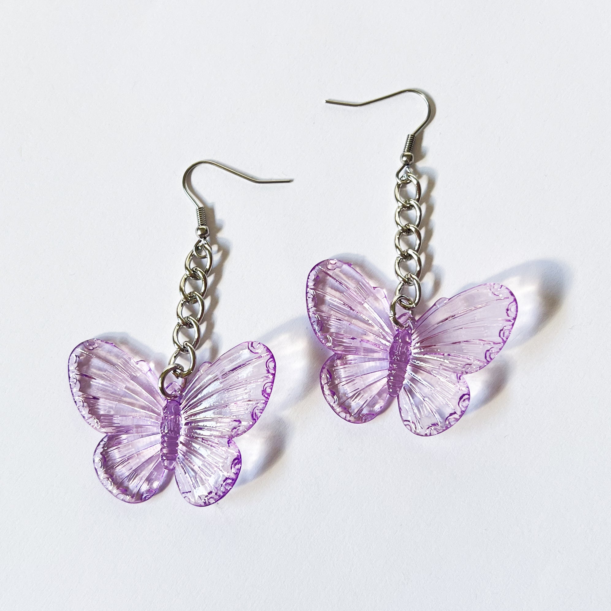 Butterfly Earrings Transparent Purple