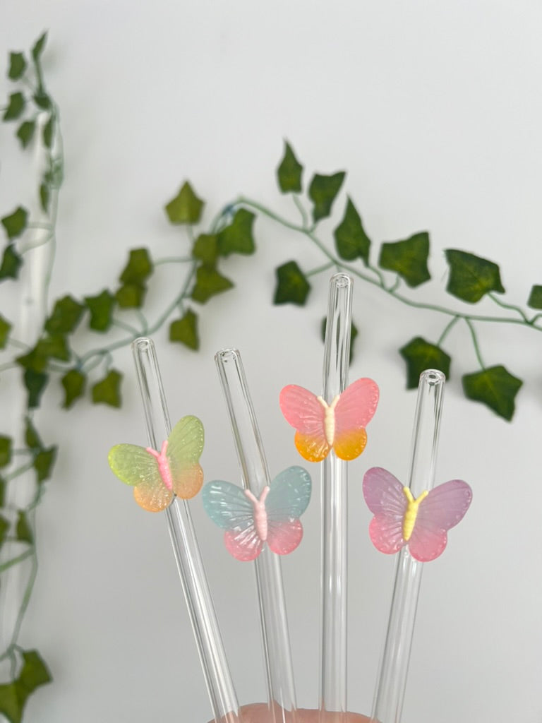 Glass Butterfly Straws