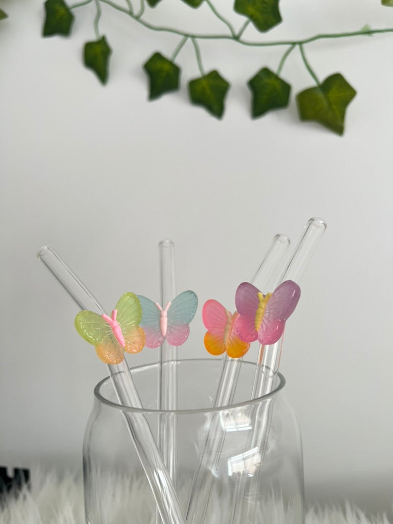 Glass Butterfly Straws