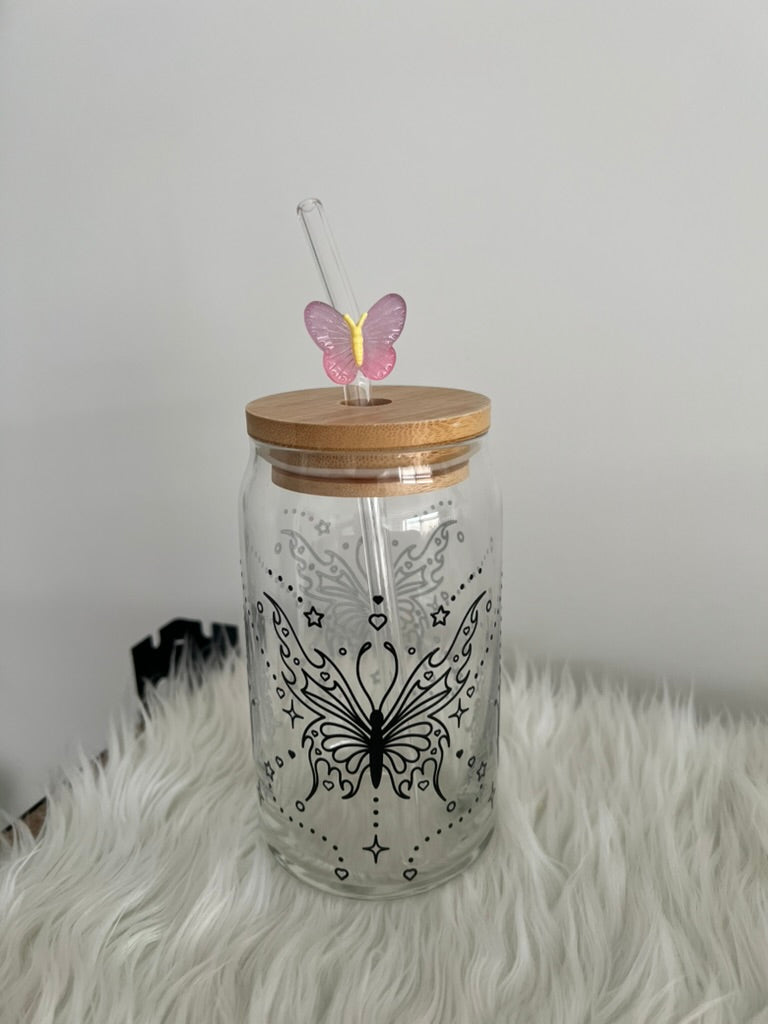 Glass Butterfly Straws