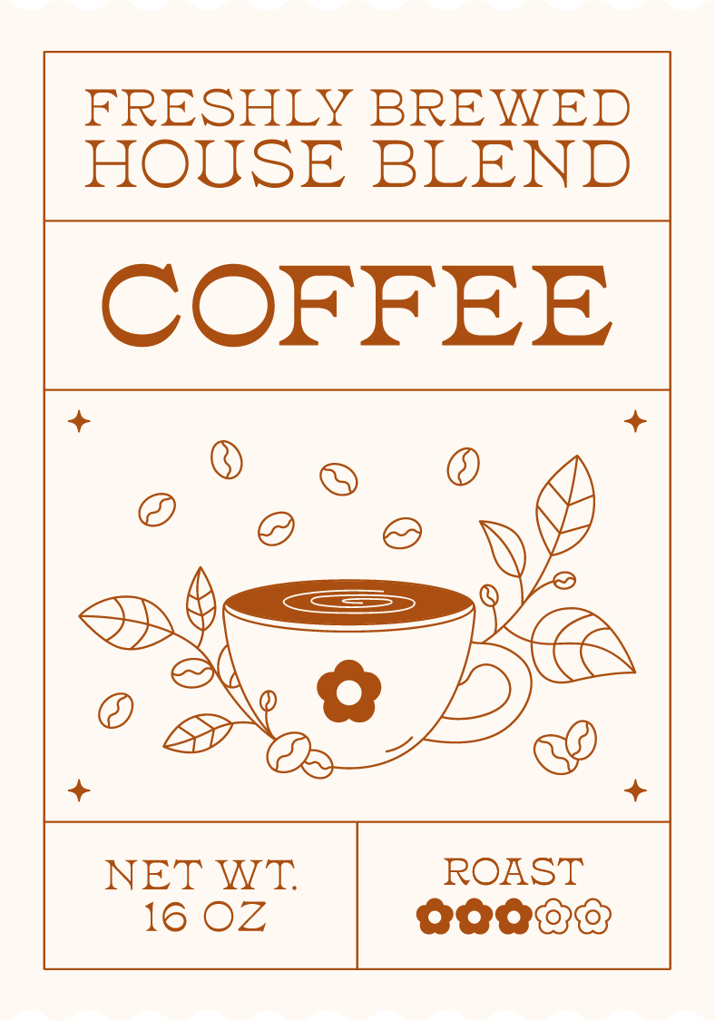 Freshly Brewed House Blend Coffee Label Glass Can
