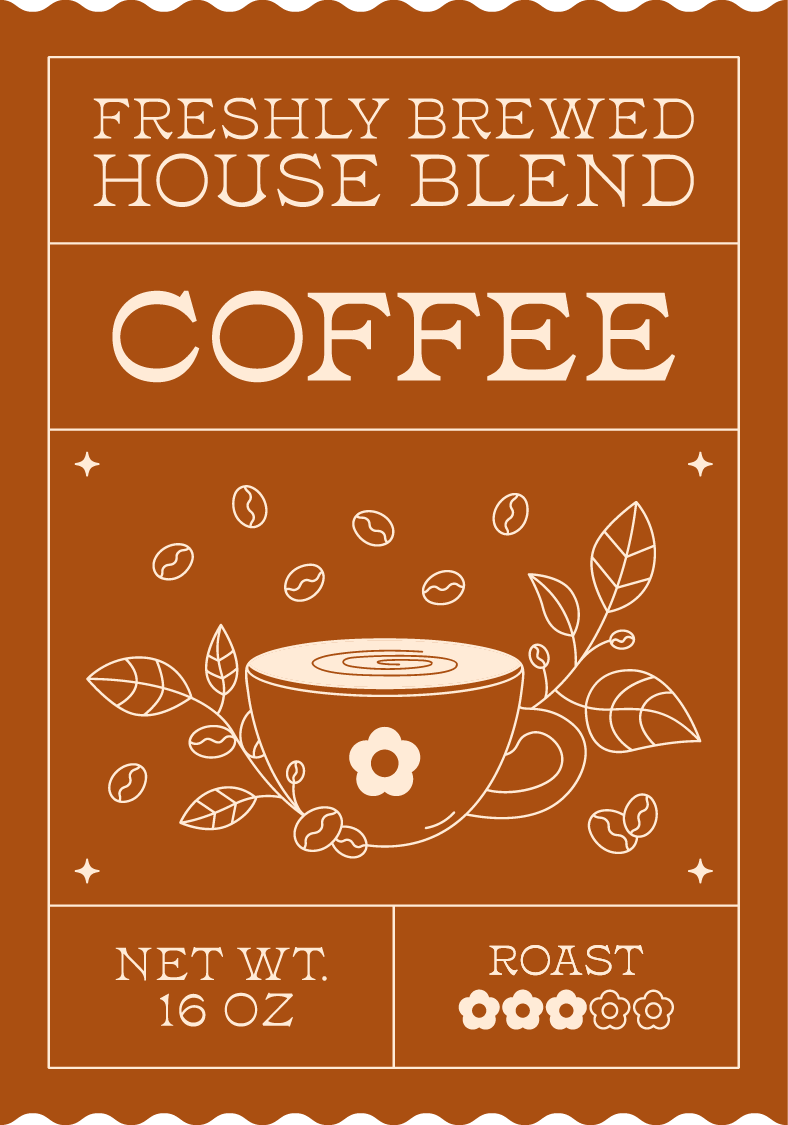 Freshly Brewed House Blend Coffee Label Glass Can