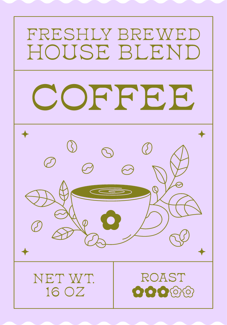 Freshly Brewed House Blend Coffee Label Glass Can