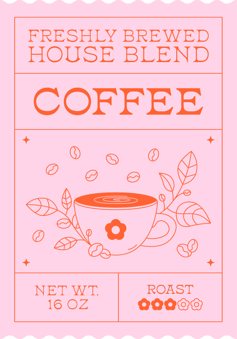 Freshly Brewed House Blend Coffee Label Glass Can