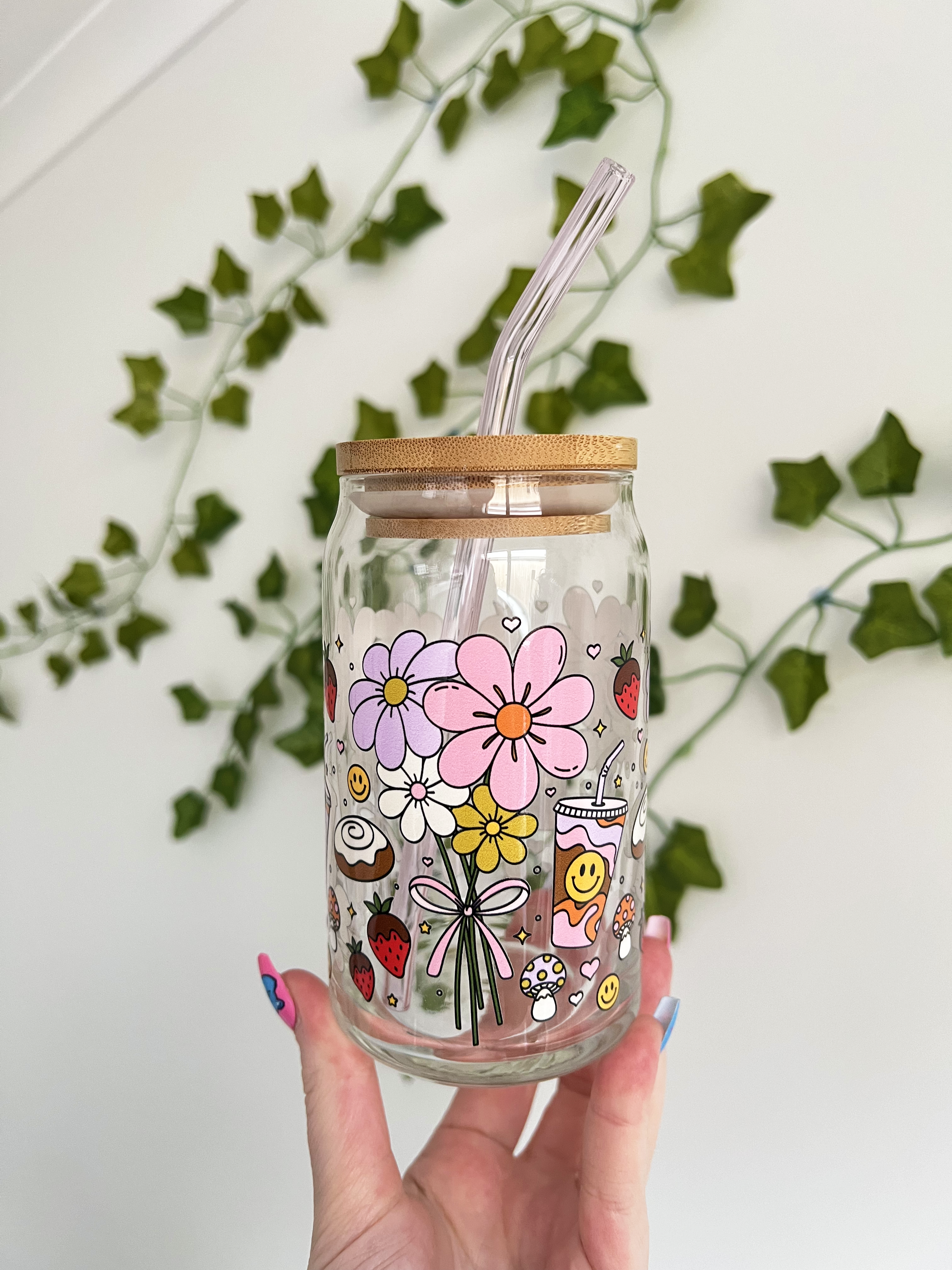 Retro Bouquet Glass Can