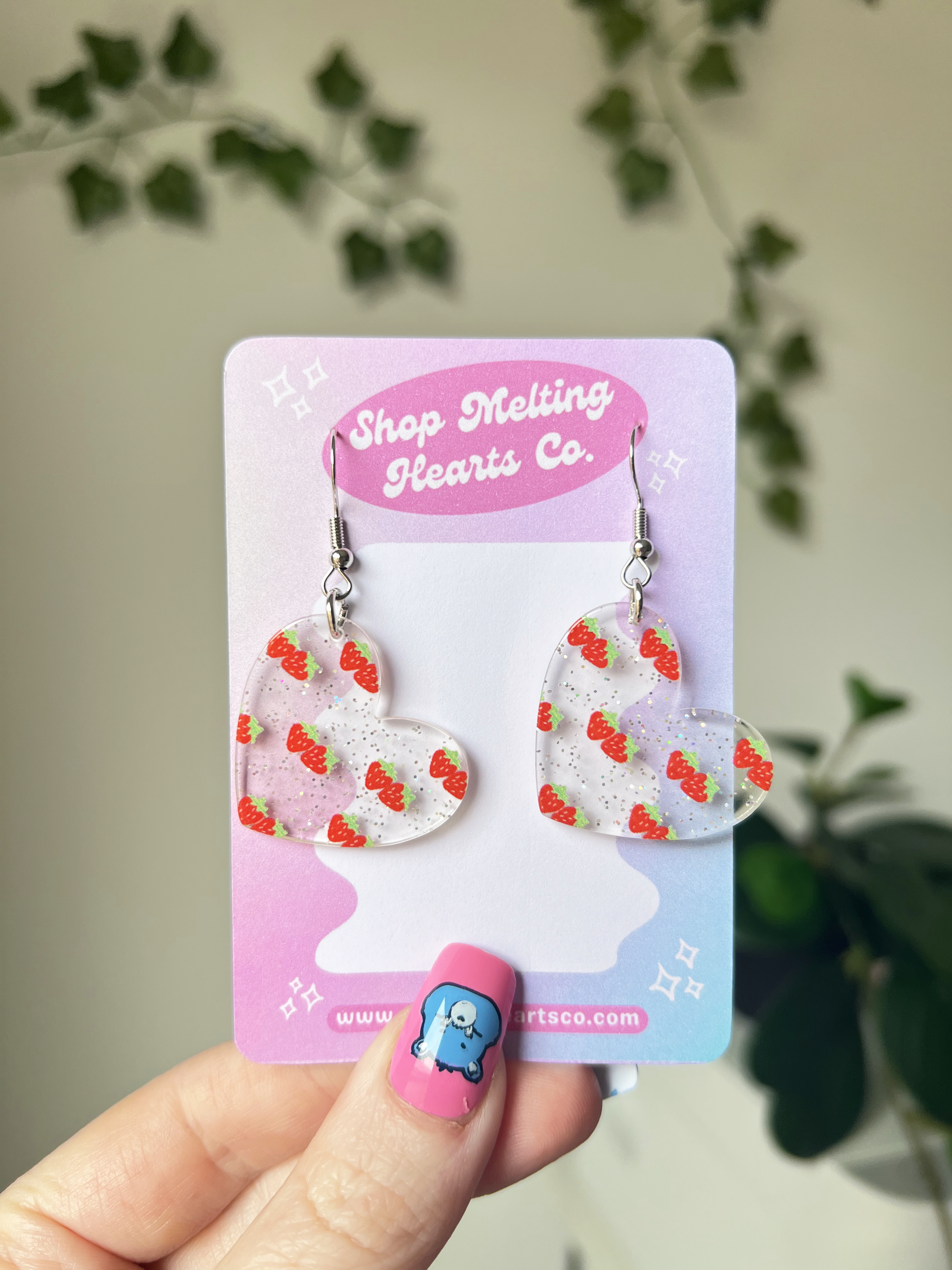 Strawberry Glitter Acrylic Earrings