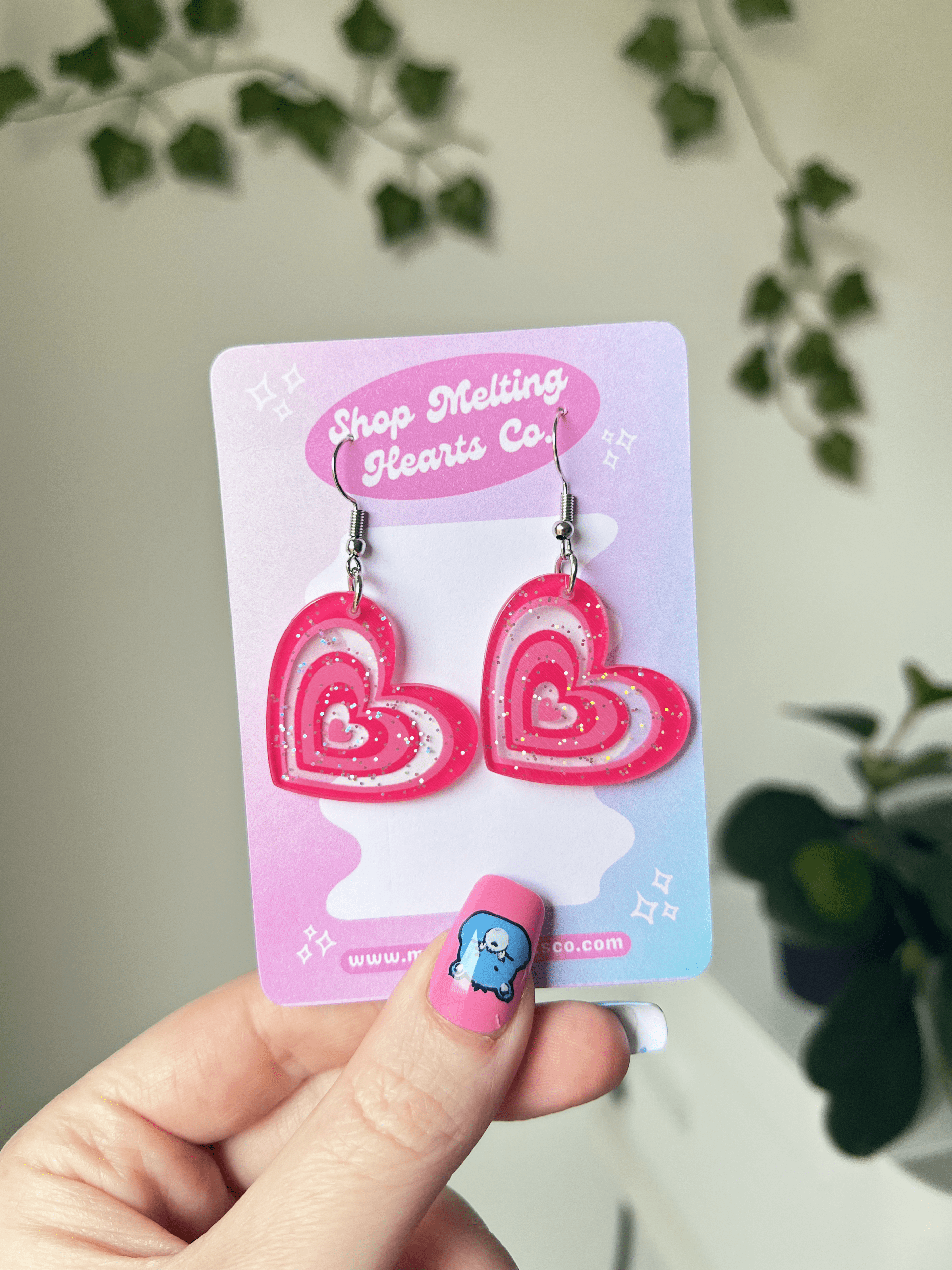 Retro Heart Acrylic Earrings