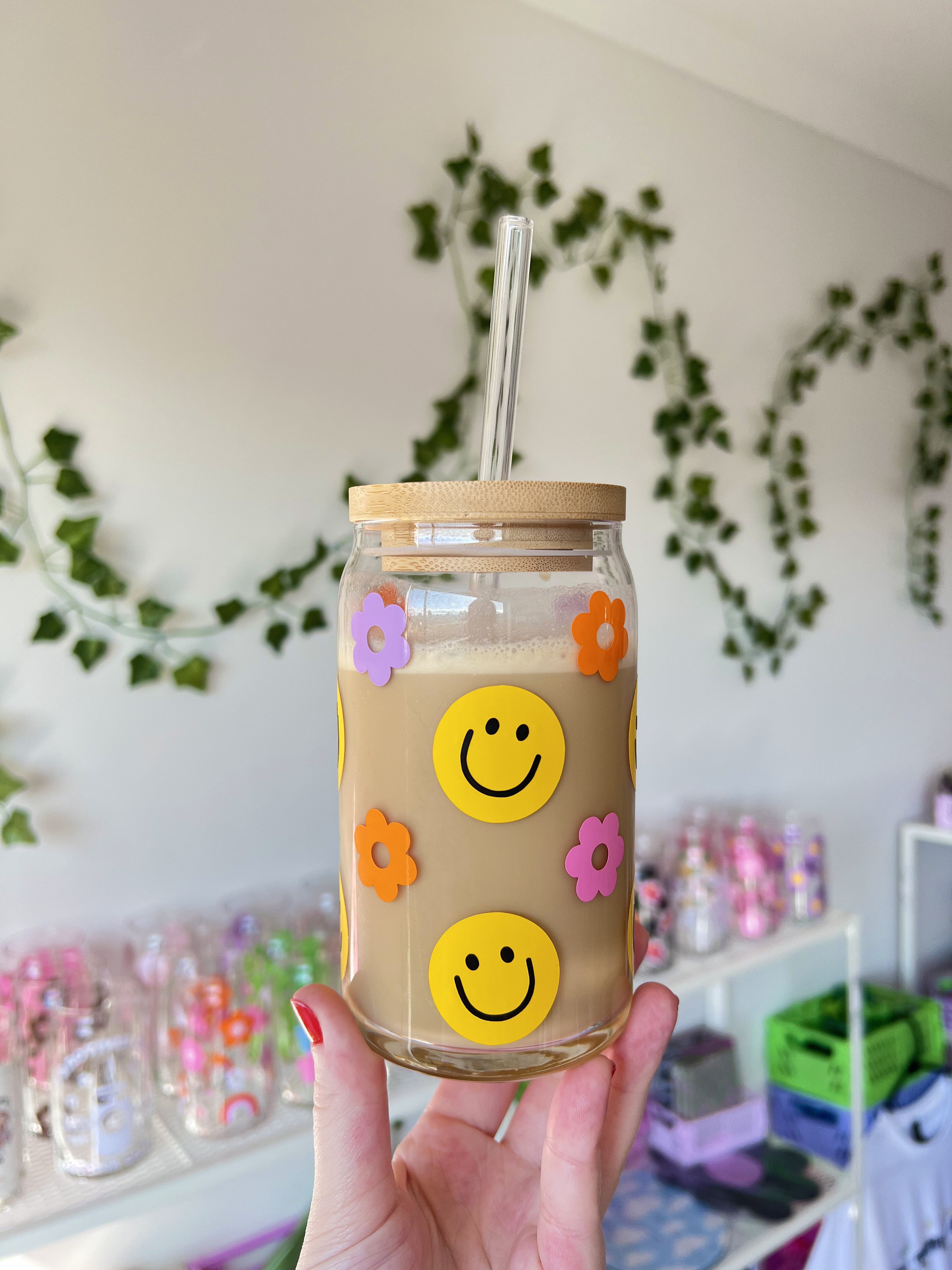 Smiley Glass Can