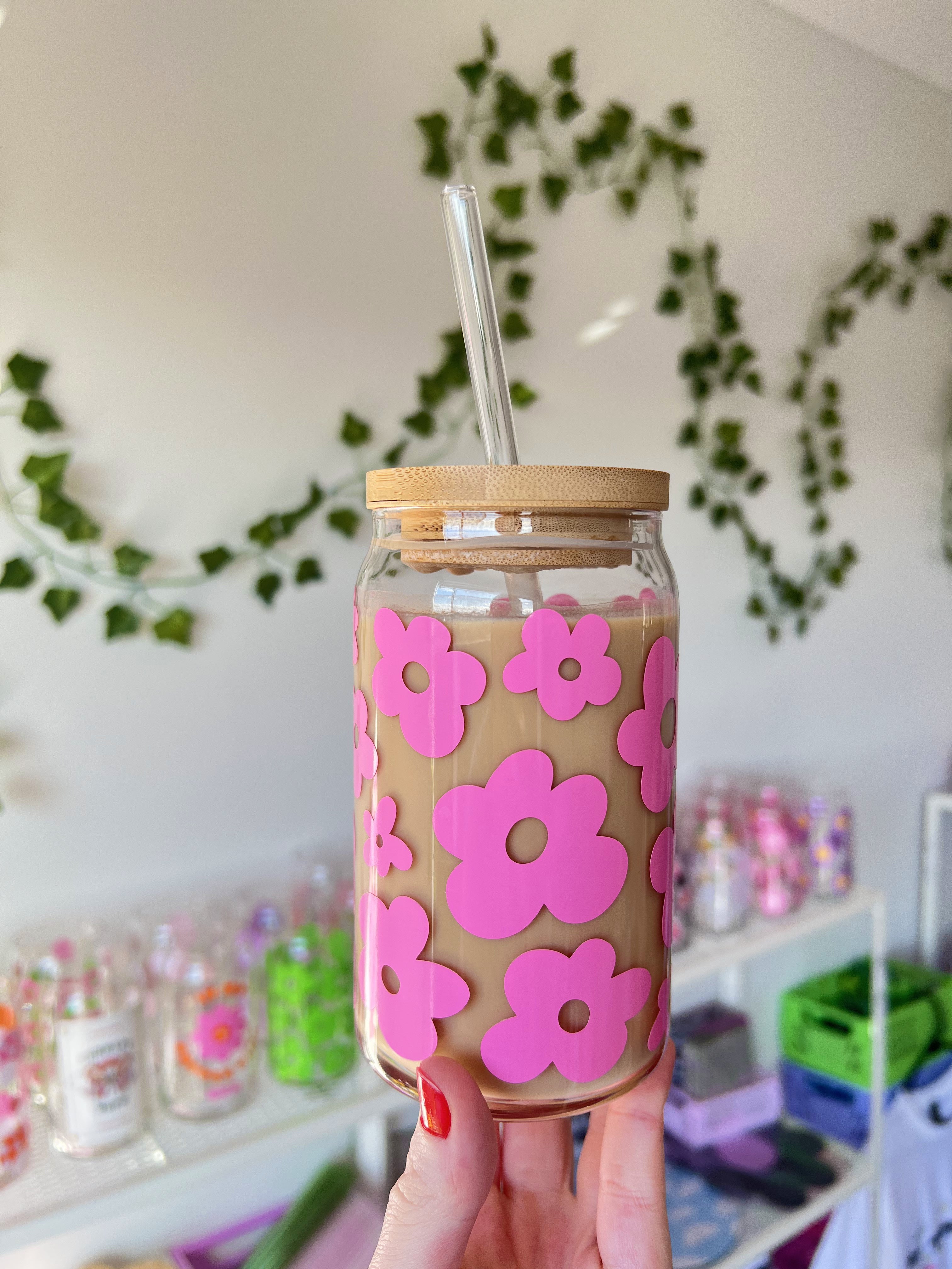 Flowers Wrap Glass Can
