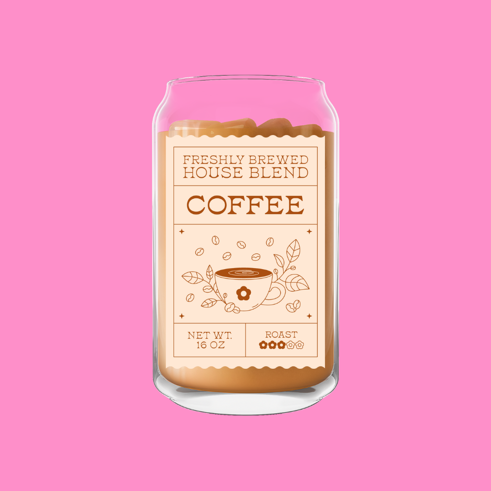 Freshly Brewed House Blend Coffee Label Glass Can