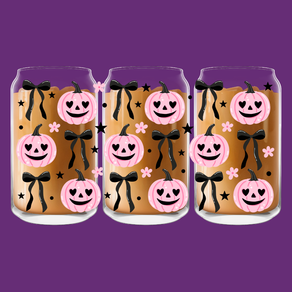 Coquette Pumpkins Glass Can