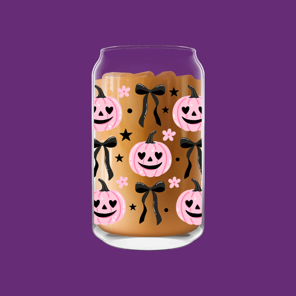 Coquette Pumpkins Glass Can
