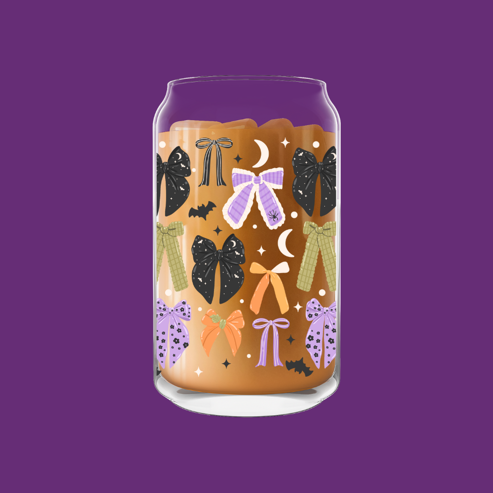 Halloween Bows Glass Can
