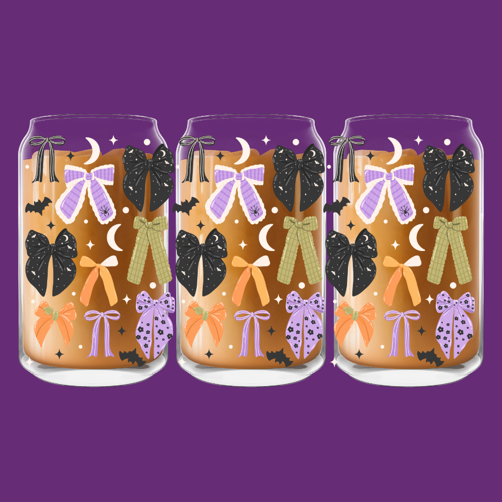 Halloween Bows Glass Can