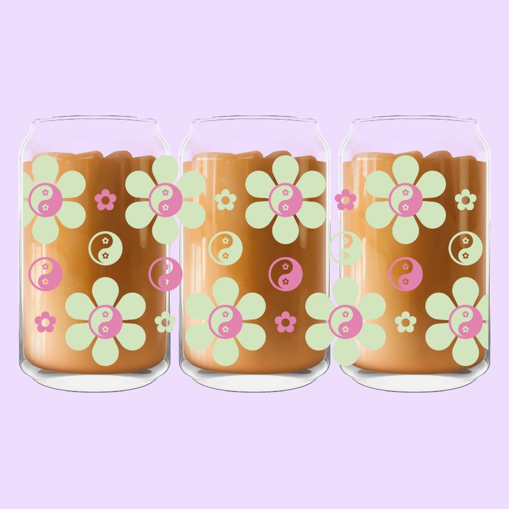 Flower Yin Yang Glass Can