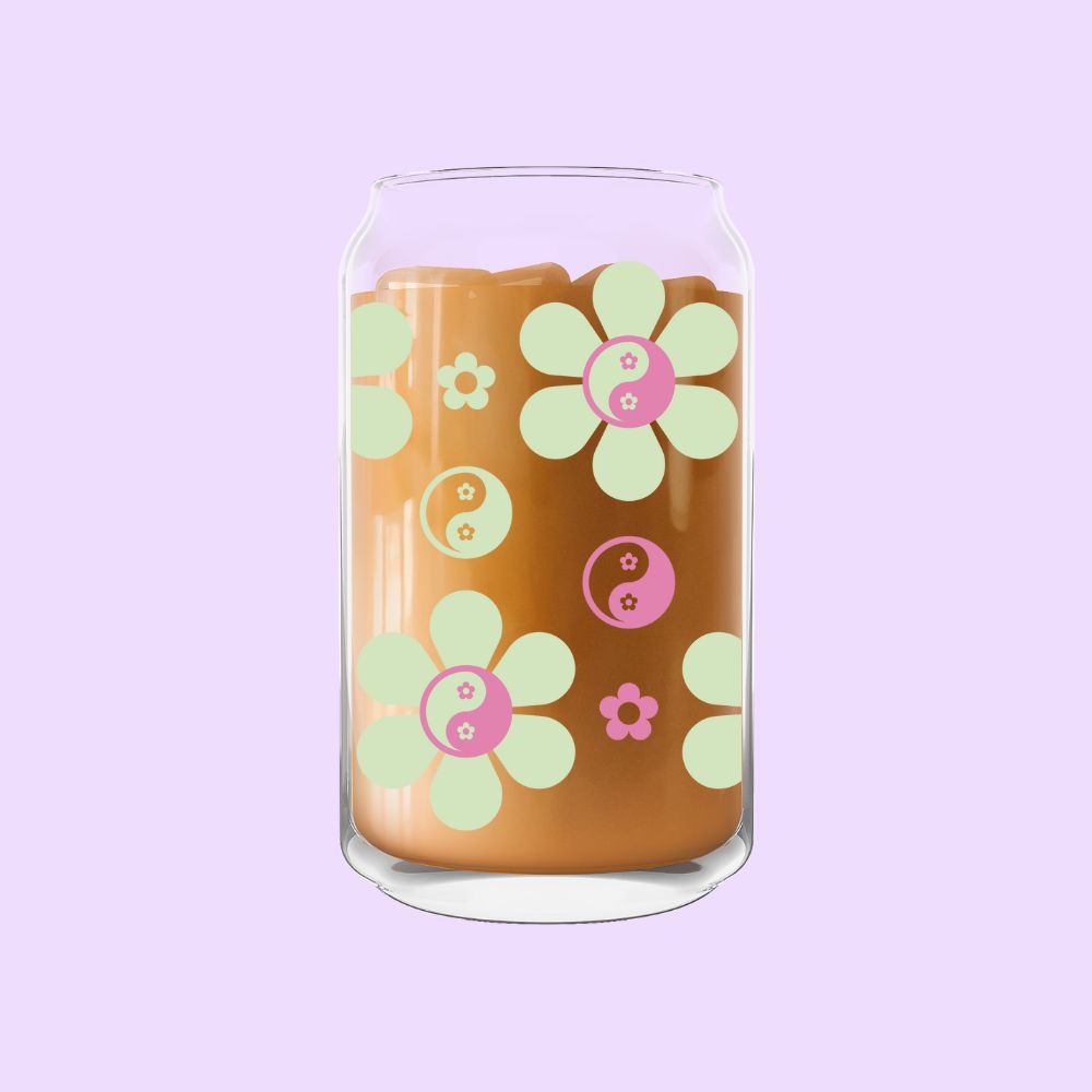 Flower Yin Yang Glass Can