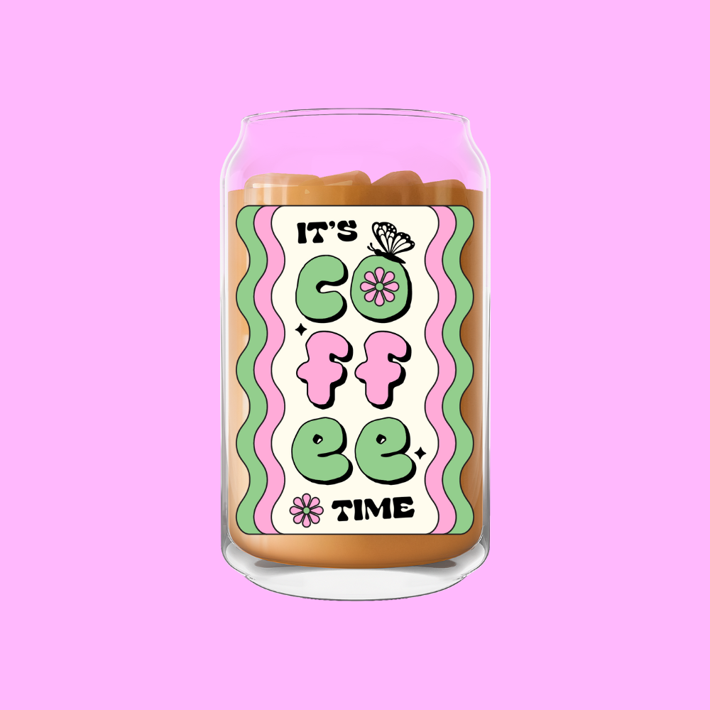 It's Coffee Time Label Glass Can