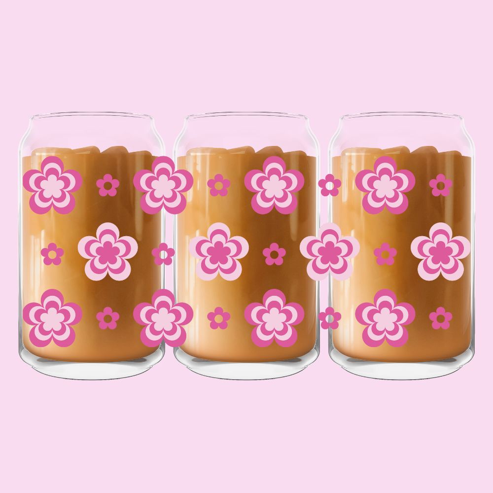 Flower Power Glass Can