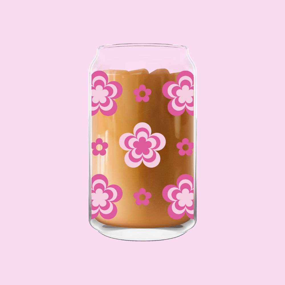 Flower Power Glass Can