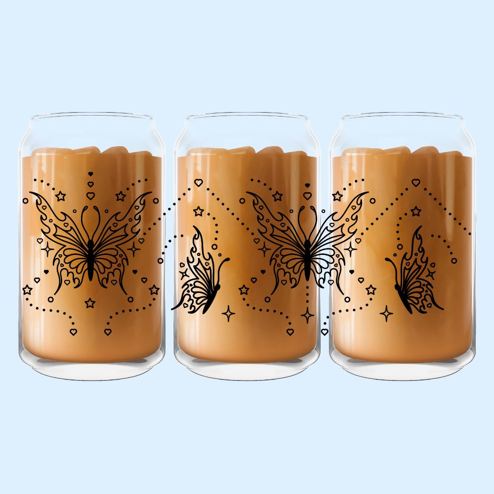 Tattoo Butterfly Glass Can