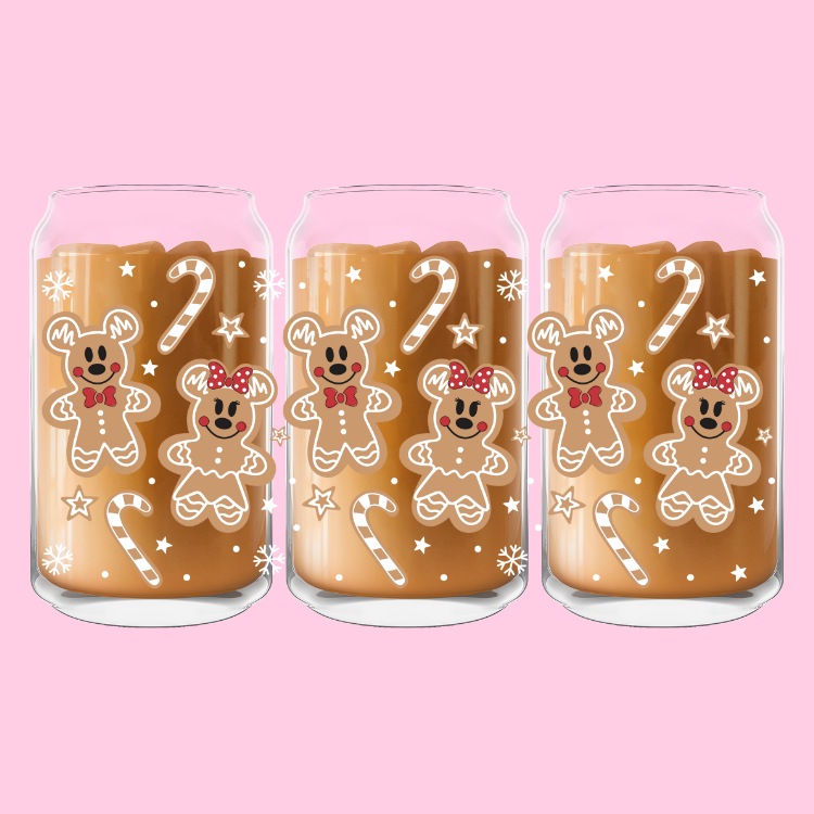 Mickey & Minnie Gingerbread Glass Can