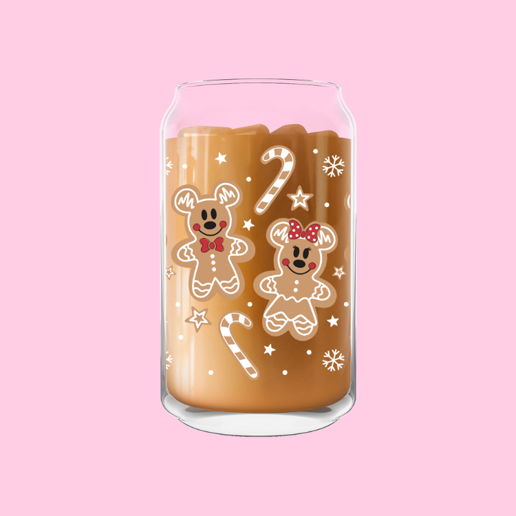 Mickey & Minnie Gingerbread Glass Can