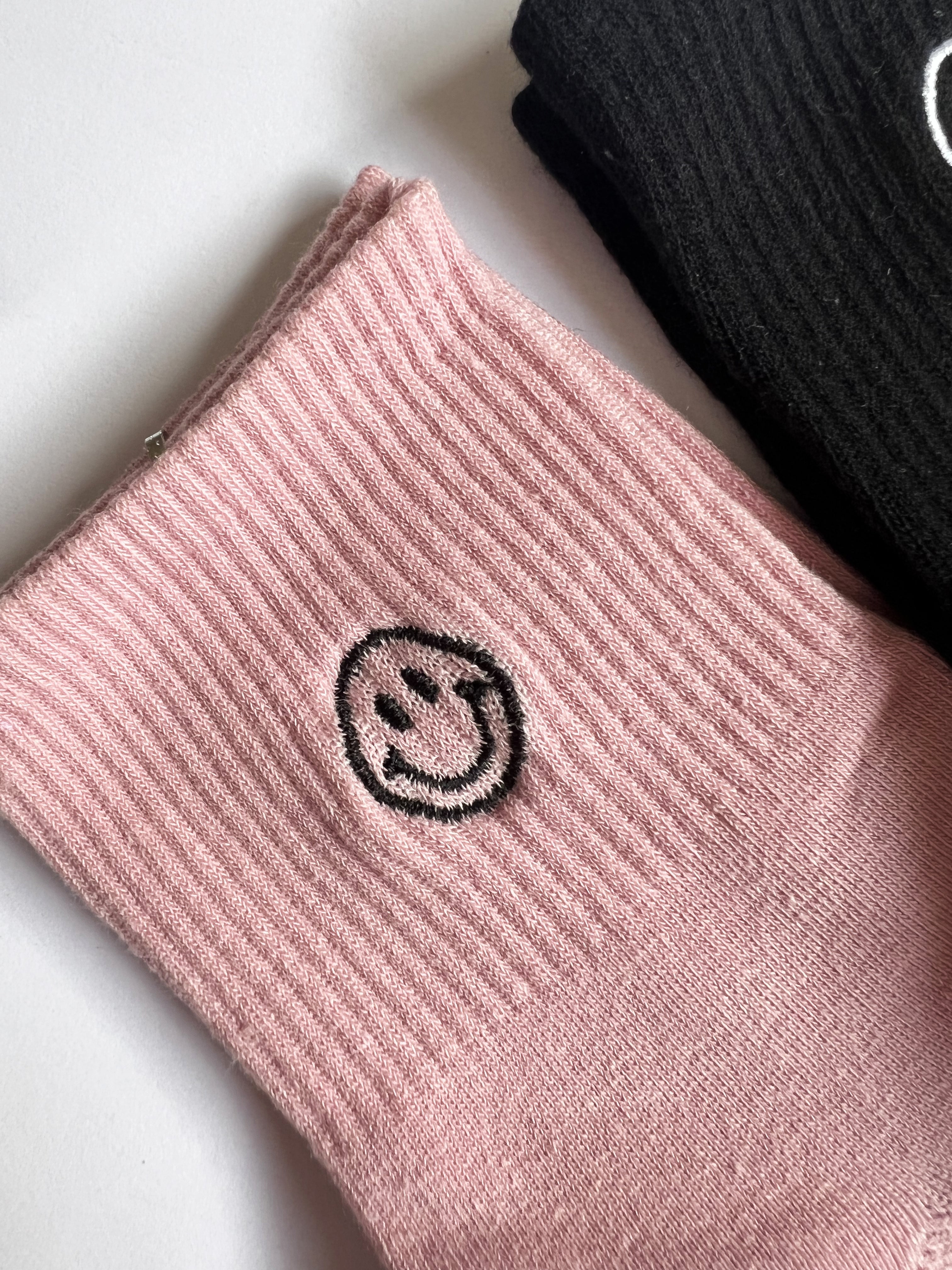 Embroidered Smiley Face Socks