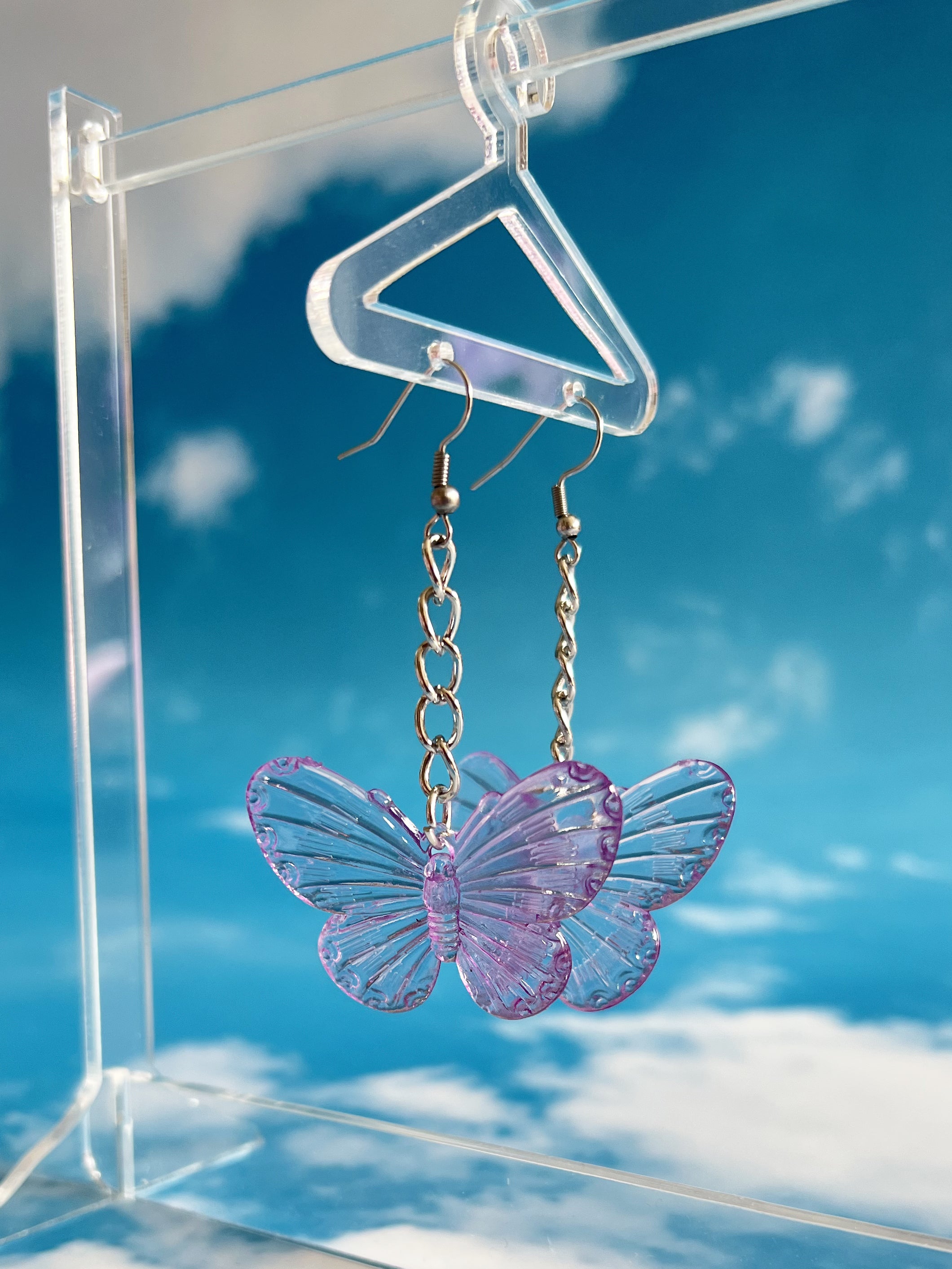 Butterfly Earrings Transparent Purple