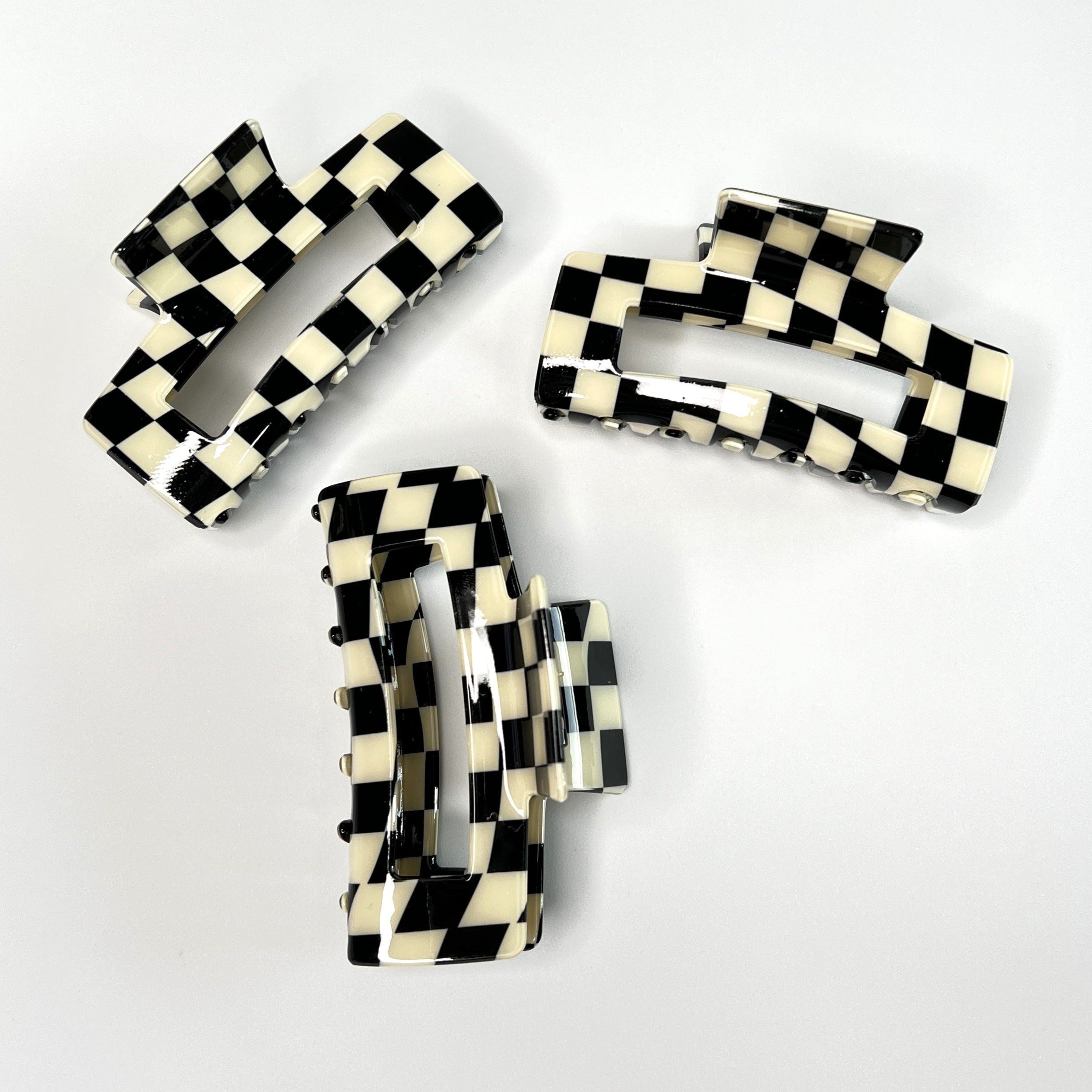 Black & White Checkered Hair Clip