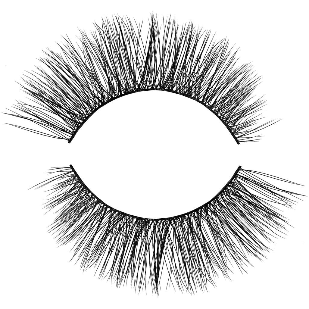 Cutie Pie 3D Faux Mink False Eyelash. Winged out Cat Eye style. Natural, Wispy, Light and Fluffy. 100% Vegan & Cruelty Free Faux Mink Fibers. Great everyday lash.
